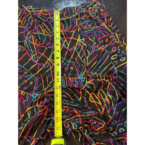 Vintage 90s Black Multicolor Squiggles Made in USA Basic Editions Shorts Sz 18 - Picture 10 of 11